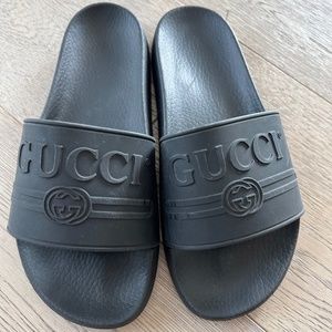 Gucci Men's Logo Slides Black Rubber Size 9